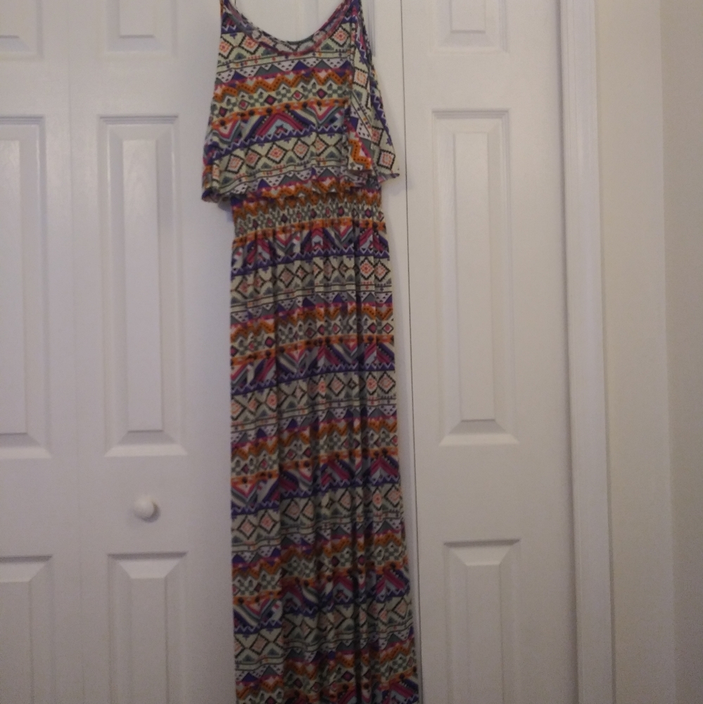 Patterned Long Silky Dress